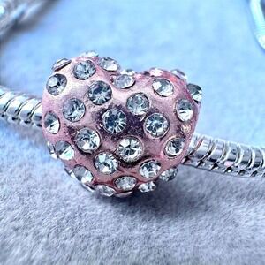 Rose Gold Pave Crystal‎ Heart Charm fits PANDORA